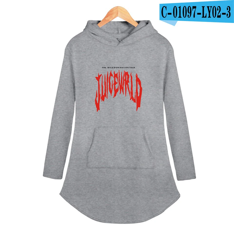 Juice Wrld хип хоп Rapper 2D печать толстовки платье женское модное платье с длинными рукавами новая MS Горячая тренд повседневная одежда - Цвет: grey