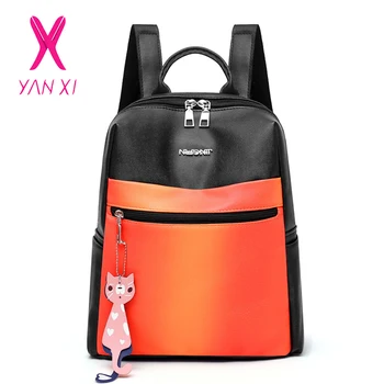 

YANXI Lightweight Fashion Mixed Colors Waterproof Women Backpack Large Capacity Multiple Zip Pocket Backpacks Backpack Women