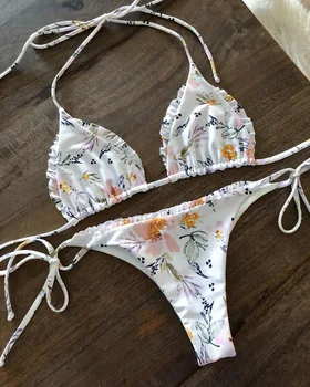 

2pcs Sexy Women Summer Swimwear Bikini Set Bra Tie Side G-String Thong Beach Triangle Suit Swimsuit Bathing Suit Swimming Suit