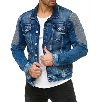 

New Men Slim Fit Jeans Jacket Cowboy Fashion Bomber Outwear Jacket Denim Coat Clothing Men's Jean Jacket Hip Hop Solid Coat