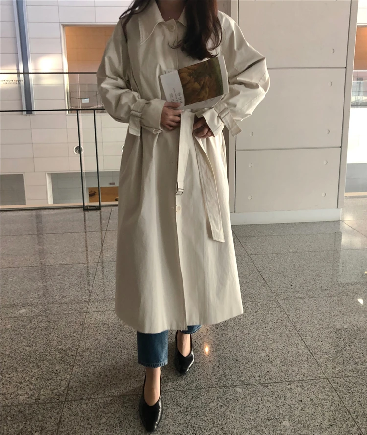 Colorfaith New Autumn Winter Women Trench Sashes Lace Up Korean Style Elegant Casual Long Coat Outerwear JK181