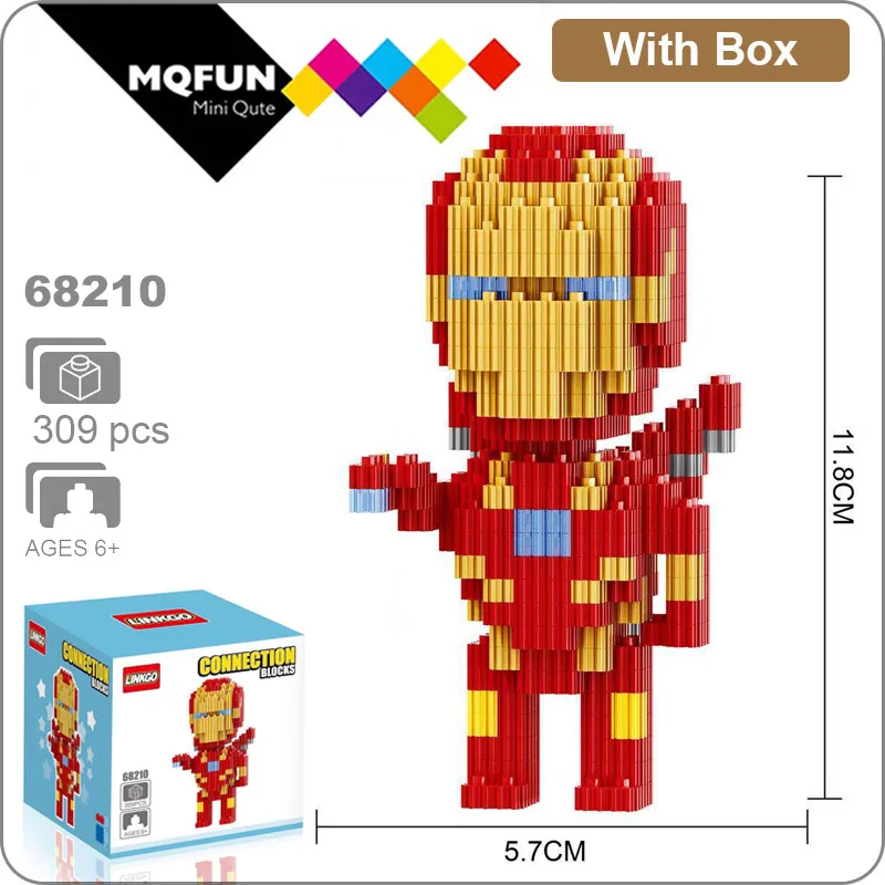Linkgo Мститель супер герой Железный человек Человек-паук танос фигурки мини строительный блок кирпичи Сборная модель обучающая игрушка - Цвет: 68210 With Box
