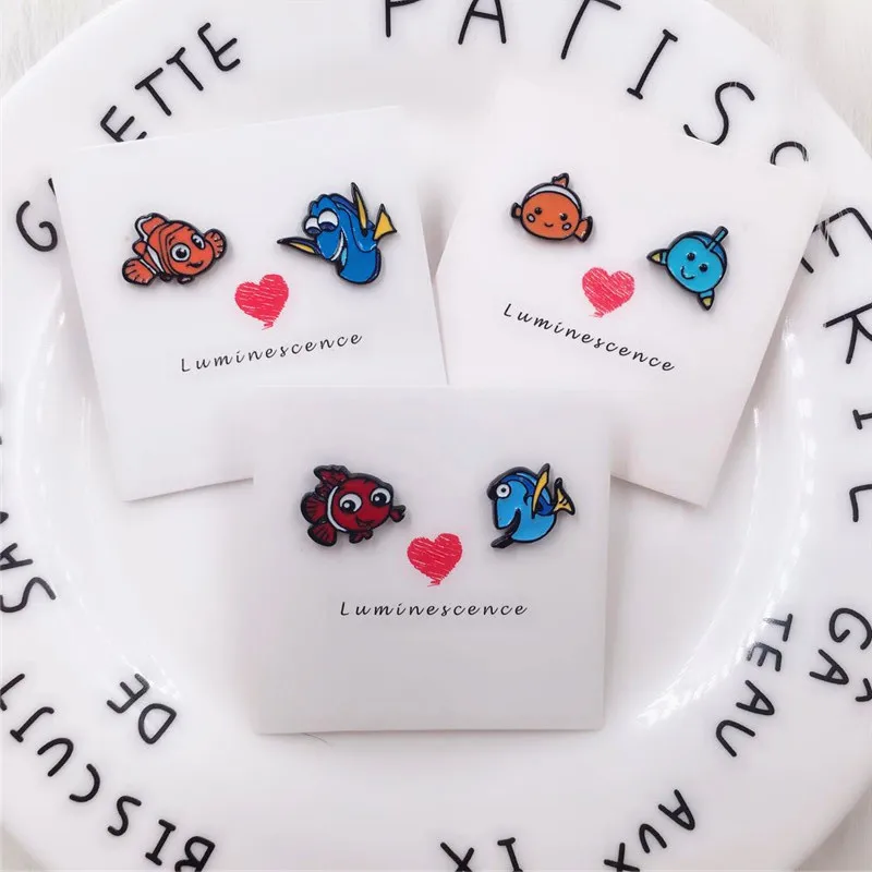 EUPNHY милые Дори и Немо В поисках Немо серьги-гвоздики для женщин пирсинг предотвращает аллергию серьги-гвоздики ювелирные изделия аксессуары