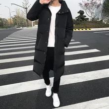 Осенняя и зимняя новая стильная мужская одежда средней длины с хлопковой подкладкой, модное пальто больших размеров с капюшоном и длинными рукавами Lm903