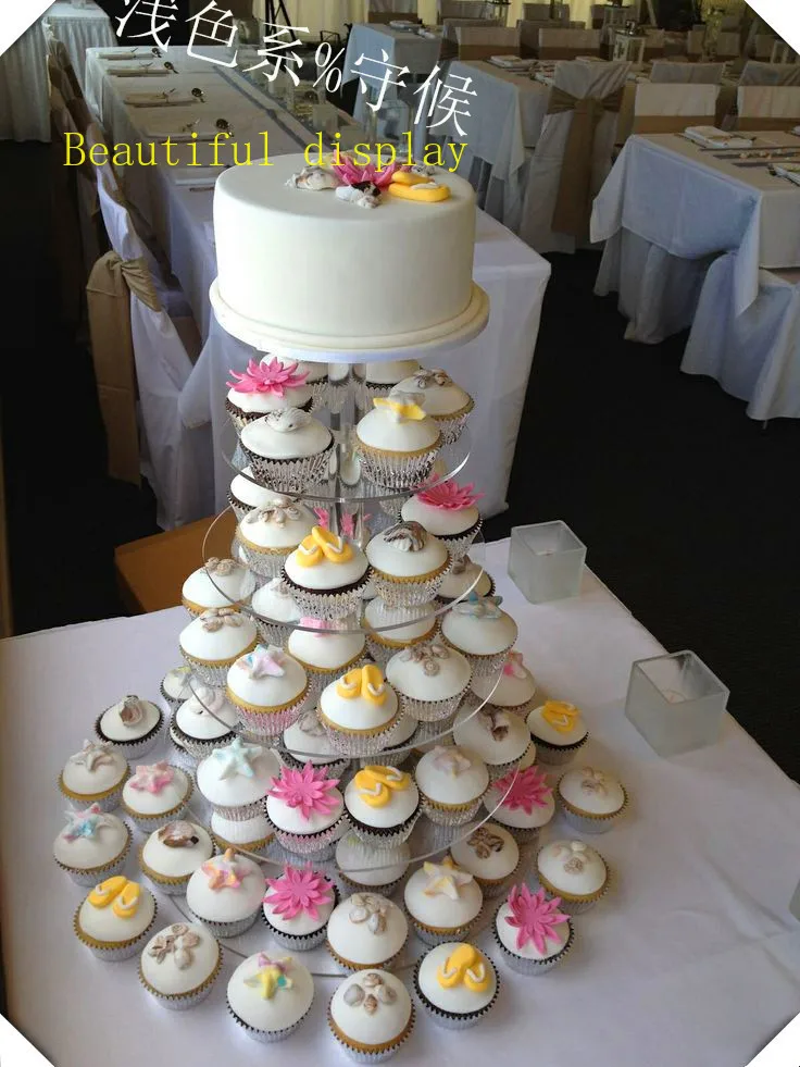 Exquisite clear acrylic cake tower 6 Tier round Beautiful Acrylic Cupcake Stand Wedding decoration | Дом и сад