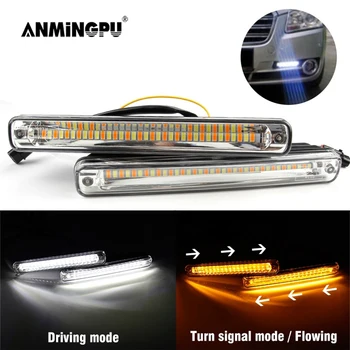 

ANMINGPU 1pair 12V Sequential LED DRL Daytime Running Light Waterproof White DRL Yellow Turn Signal Light for Car Light Assembly