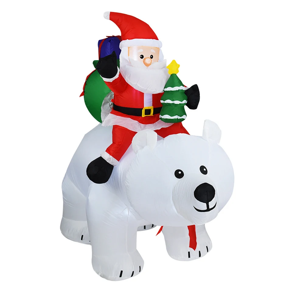 Tronzo надувной Navidad 210 см гигантский Санта Клаус езда медведь светодиодный освещенные надувные игрушки Рождественская вечеринка украшение сада, двора