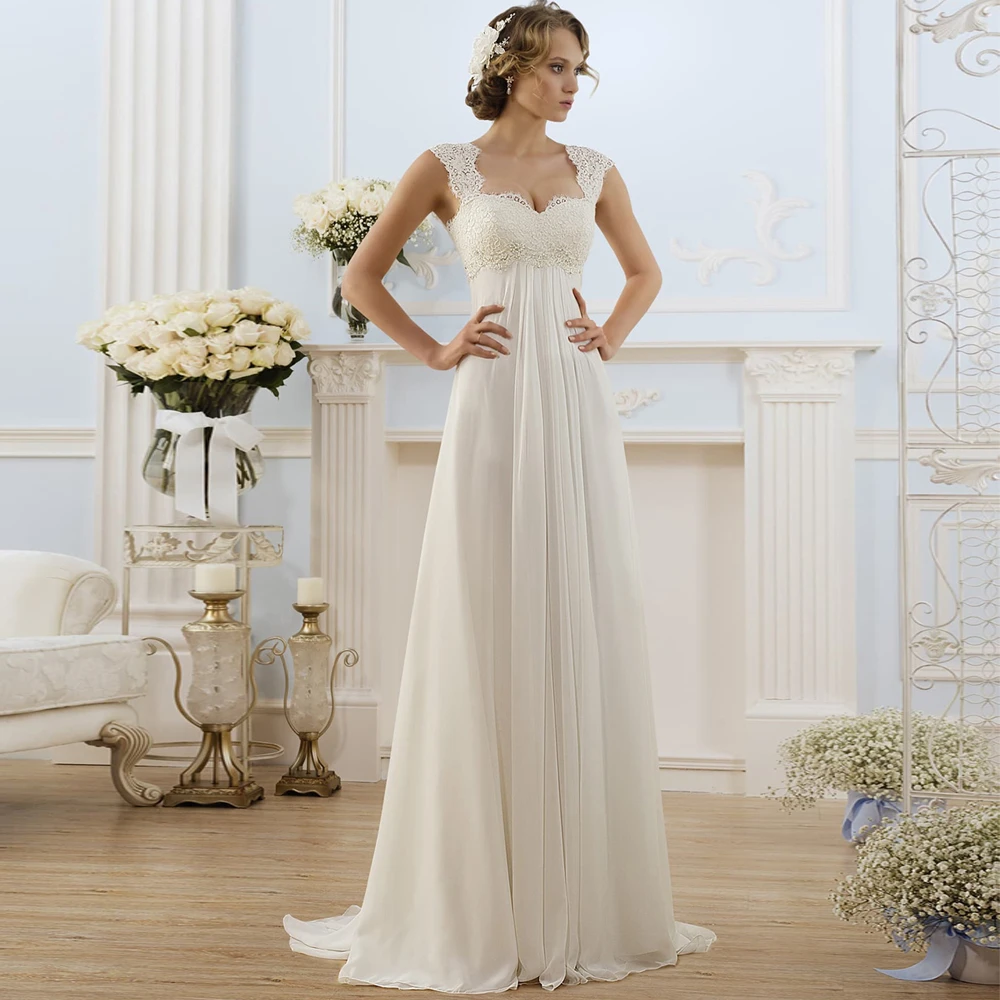 Empire Waist Beaded Lace And Chiffon Wedding Dress Empire, 56% OFF