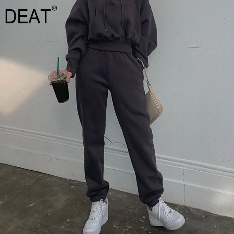 DEAT 2020 new high waist pocket loose full length pants spring high street fashion women trousers all match WK73302L DEAT 2020 new high waist pocket loose full length pants spring high street fashion women trousers all match WK73302L