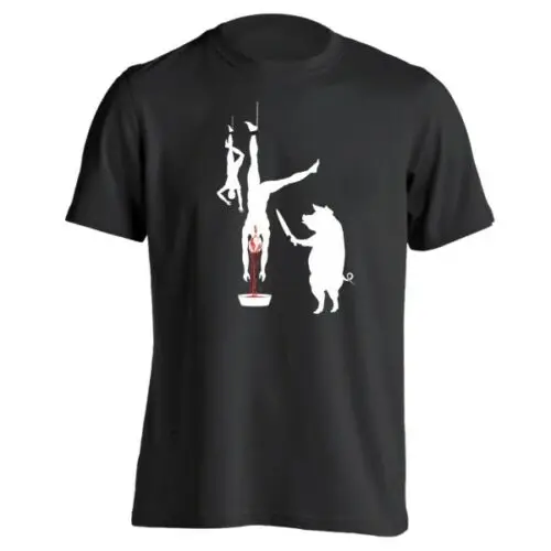 

Pig Line Butcher Vegetarian Vegan Funny Humor Black Basic Men's T-Shirt