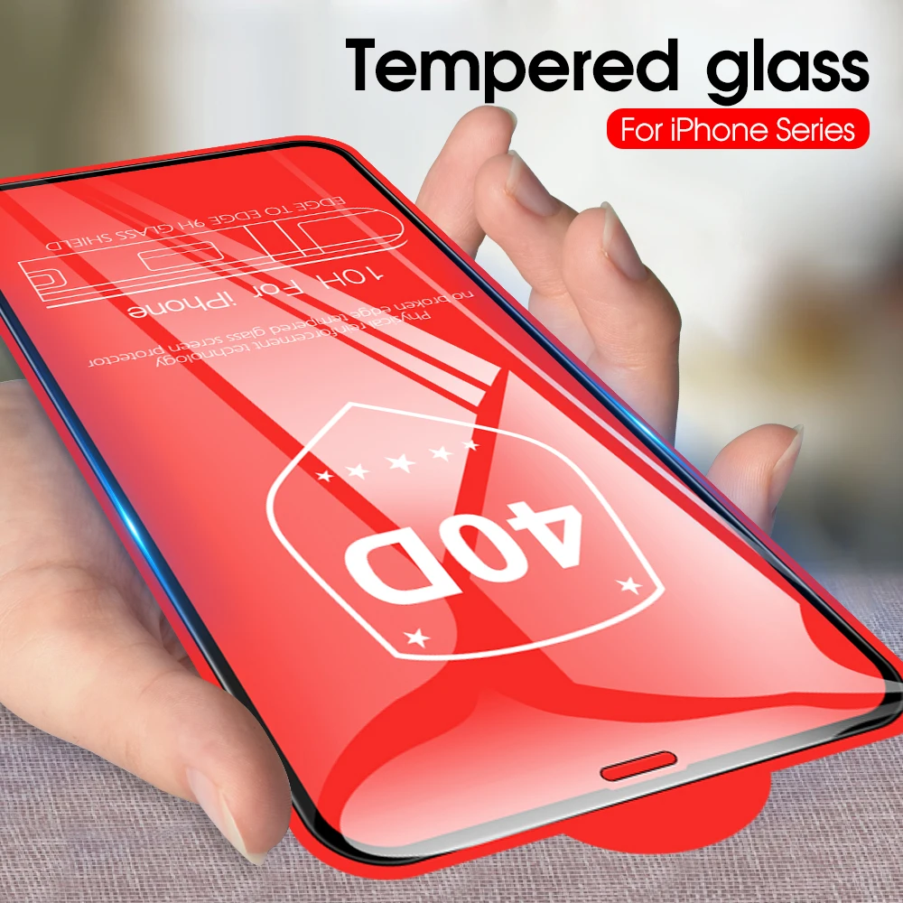 

40D Protective Glass For iPhone X XS 11 Pro Max XR 7 8 6s Plus Screen Protector Protection Tempered glass For iPhone 11 Pro Max