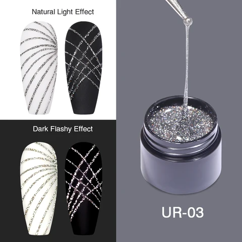 SUGAR 7ml Reflective Glitter  Nail Art Sparkling Effect Gold Silver Wire Line Drawing Painting Gel Polish