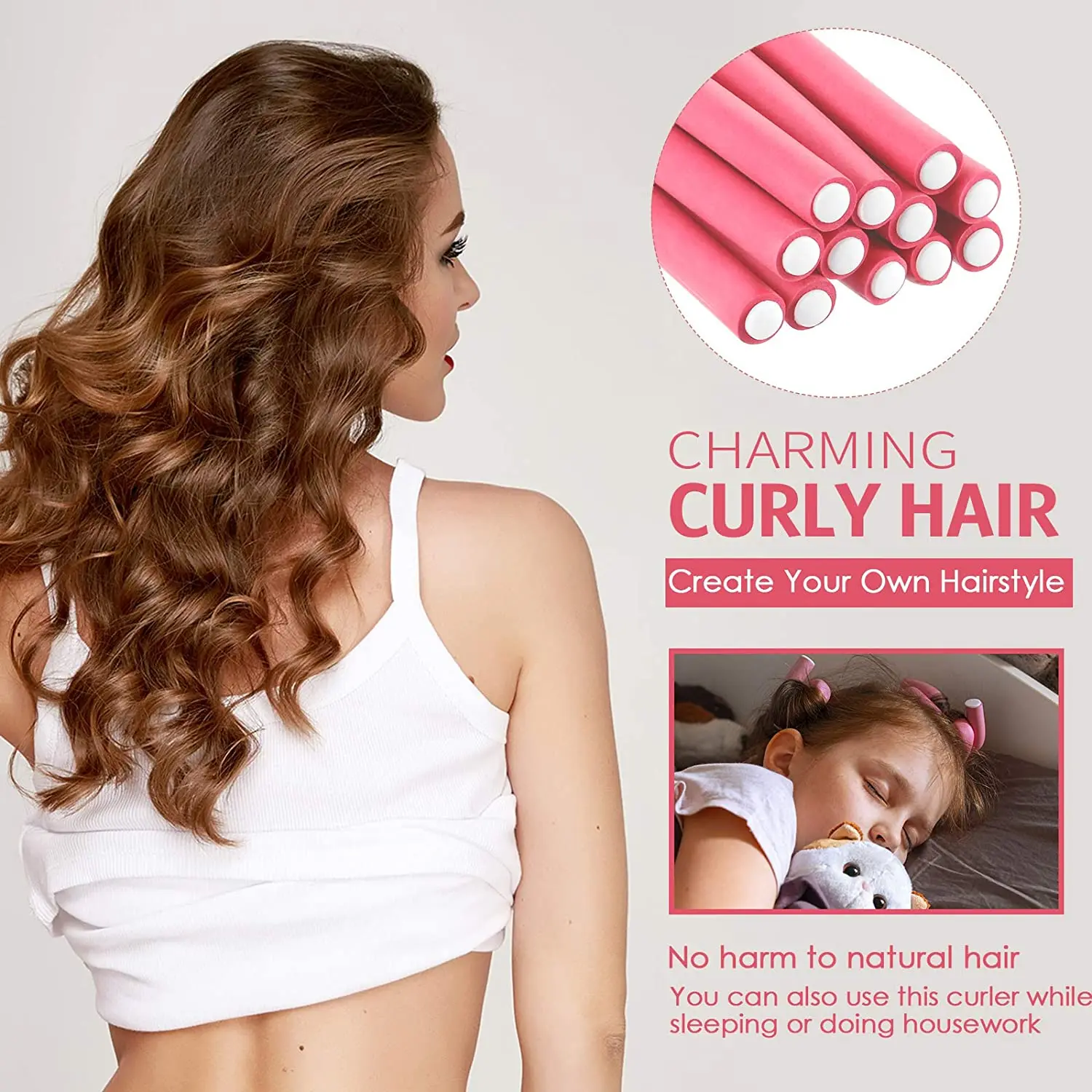 Hair Curling Tools 10pcs Flexible Curling Rods Hair Curlers Set for Short Medium Long hair