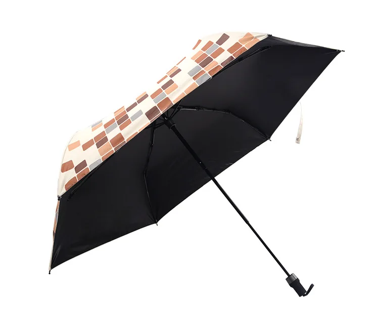 Heng li Sun-resistant Parasol UV-Protection Folding Umbrella Women's Vinyl Mini Umbrella Plaid Hipster College Style