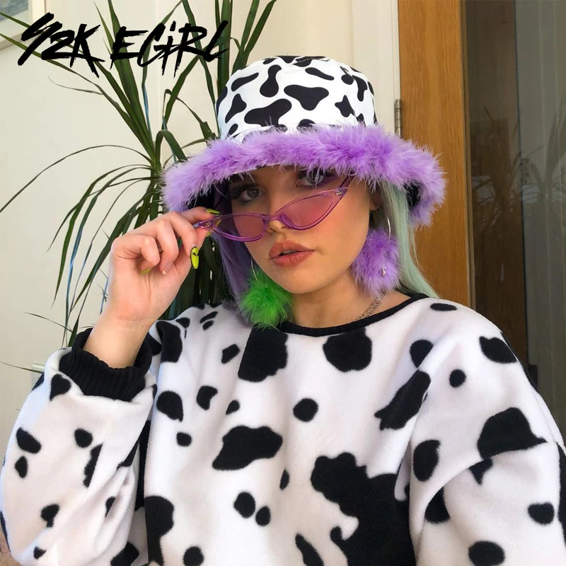 

Y2K EGIRL Harajuku Cow Pattern Long Sleeve Sweatshirts Kawaii Oversized O-neck Animal Print Crop Tops Indie Autumn Streetwear