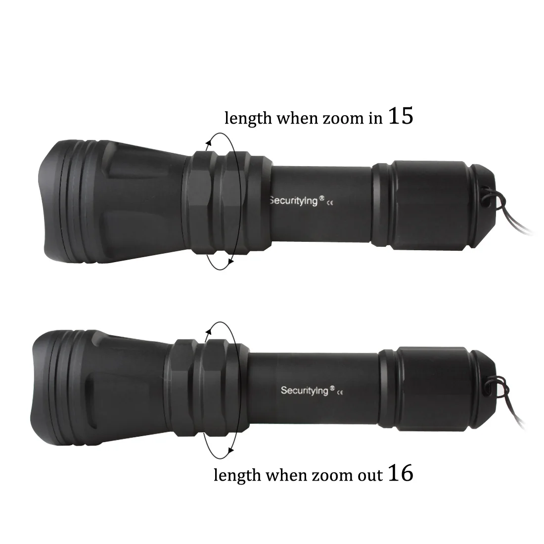 SecurityIng Hunting Flashlight XM-L2 U4 Outdoor 650LM Portable Light 5 Modes White Led Night Lights Zoomable Waterproof Torch
