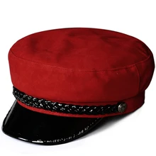 Зимние из натуральной кожи замшевые военные кепки для женщин/мужчин короткий край гладкая шляпа мужской вязаный ремень красный/прокрутка Moto GP Встроенная Gorra