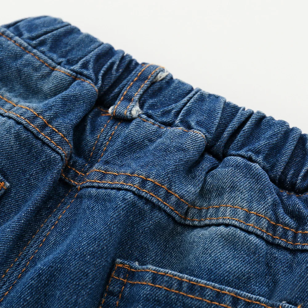 

2018 Autumn And Winter Brushed And Thick Children Jeans Scuffed with Holes Processing Versitile Fashion