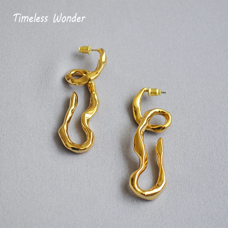 

Timeless Wonder Brass Geo Twisted Hook Statement Drop Earrings Jewelry Party Punk Runway Gothic Earings Runway Boho Ins New 4622