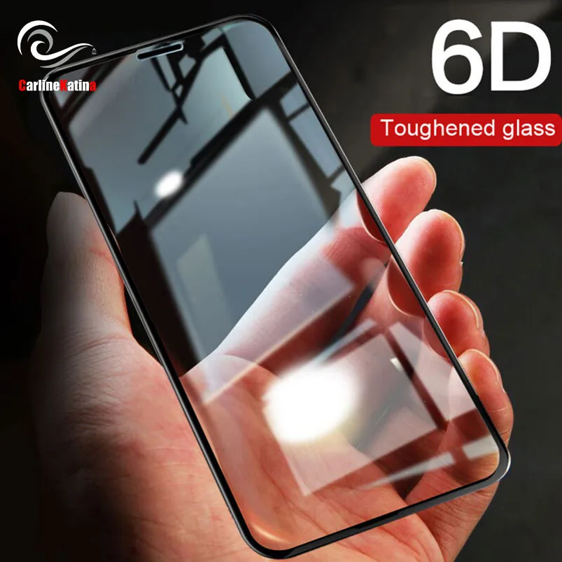 Защитное стекло 6D с закругленными краями закаленное для Iphone 11 Pro Max XR Xs 8X10 7 6s Plus
