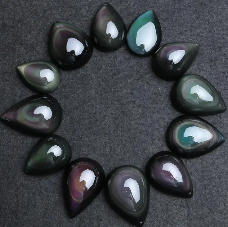 Wholesale Rainbow eye  Natural Obsidian Water Drop Pendants Rope Necklaces Lucky for Men Women Safety Amulet Stone Jewelry 5