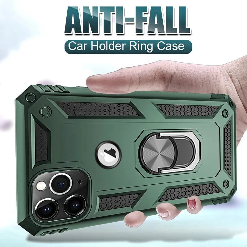 Luxury Armor Stand Phone Case For iPhone 11 Pro XS Max XR X Shockproof Magnetic Ring Cover For iPhone 6 6s 7 8 Plus SE 2020 Case