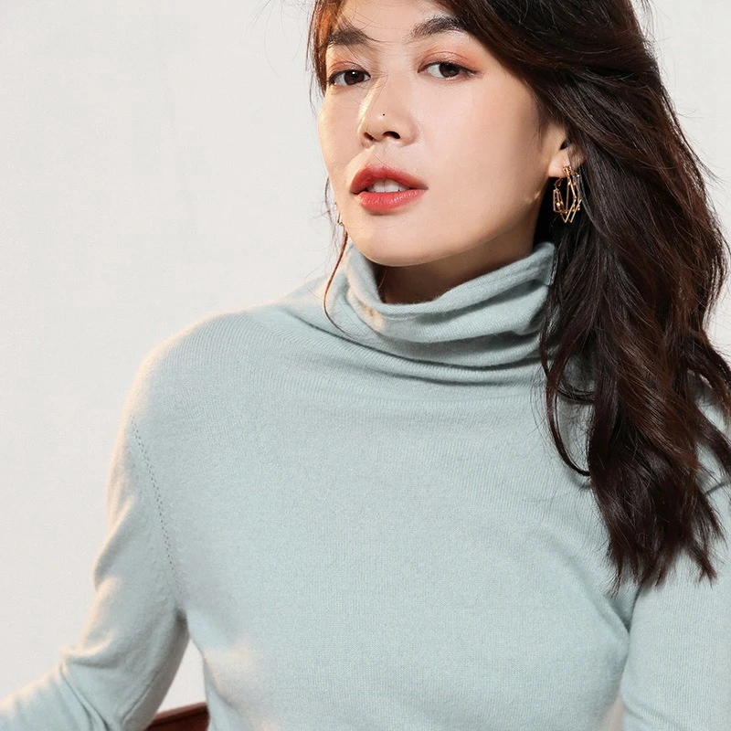 

Autumn&Winter Soft Jumpers Women 12Colors 100% Pure Cashmere Knitwear Pullovers Ladies Turtleneck Long Sleeve Woman Sweaters