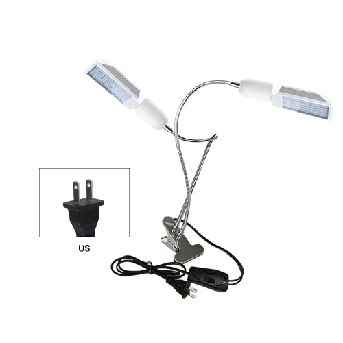 Dual Head US Plug E27 Светодиодный светильник для выращивания, полный спектр, 25 Вт, настольный держатель, фито-лампа для растений, комнатный цветок, Veg, гидропонная система, тент для выращивания - Испускаемый цвет: Dual Head US Plug