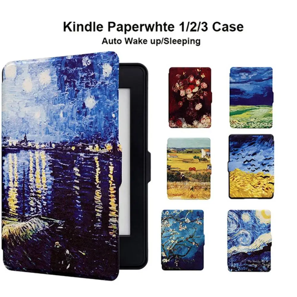 

Printed Shockproof eBook Case Ultra-thin Case Leather Cover Flip eBook Protective Carrying Case For Kindle Paperwhte 1/2/3