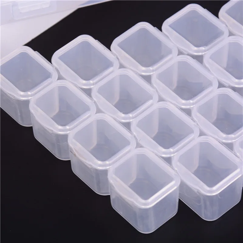 1pc 28 Slots Nail Art Storage Box Crystal Beads Empty Nail Art Accessories Container Nail Tool Storage Case Nail Glitter
