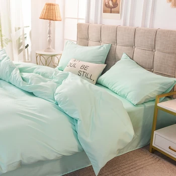 

Bed Brushed Denim Solid Color Quilt Cover Women's Dormitory Single Bunk Bedroom Three-Piece Set