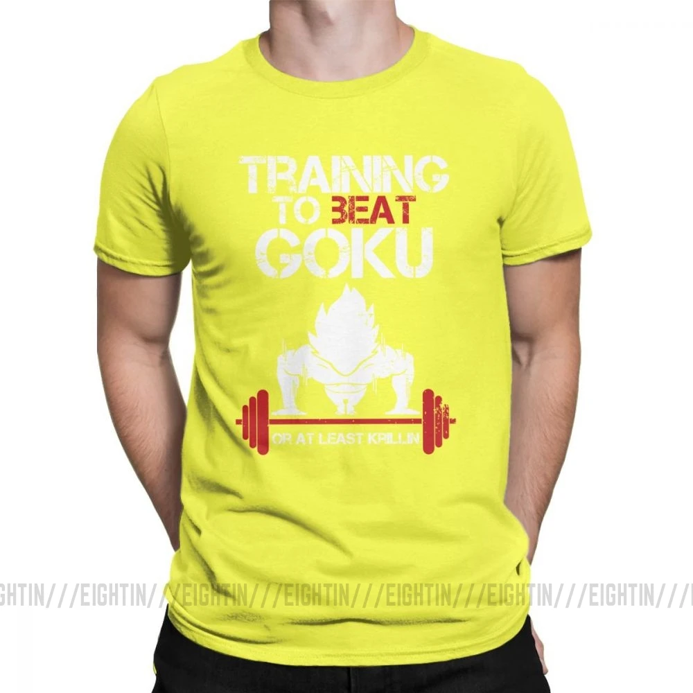 Супер Saiyan Goku, тренировочная футболка для спортзала, Dragon Ball, бодибилдинг, футболки для взрослых, хлопок, футболки с круглым вырезом и короткими рукавами, футболка - Цвет: Золотой