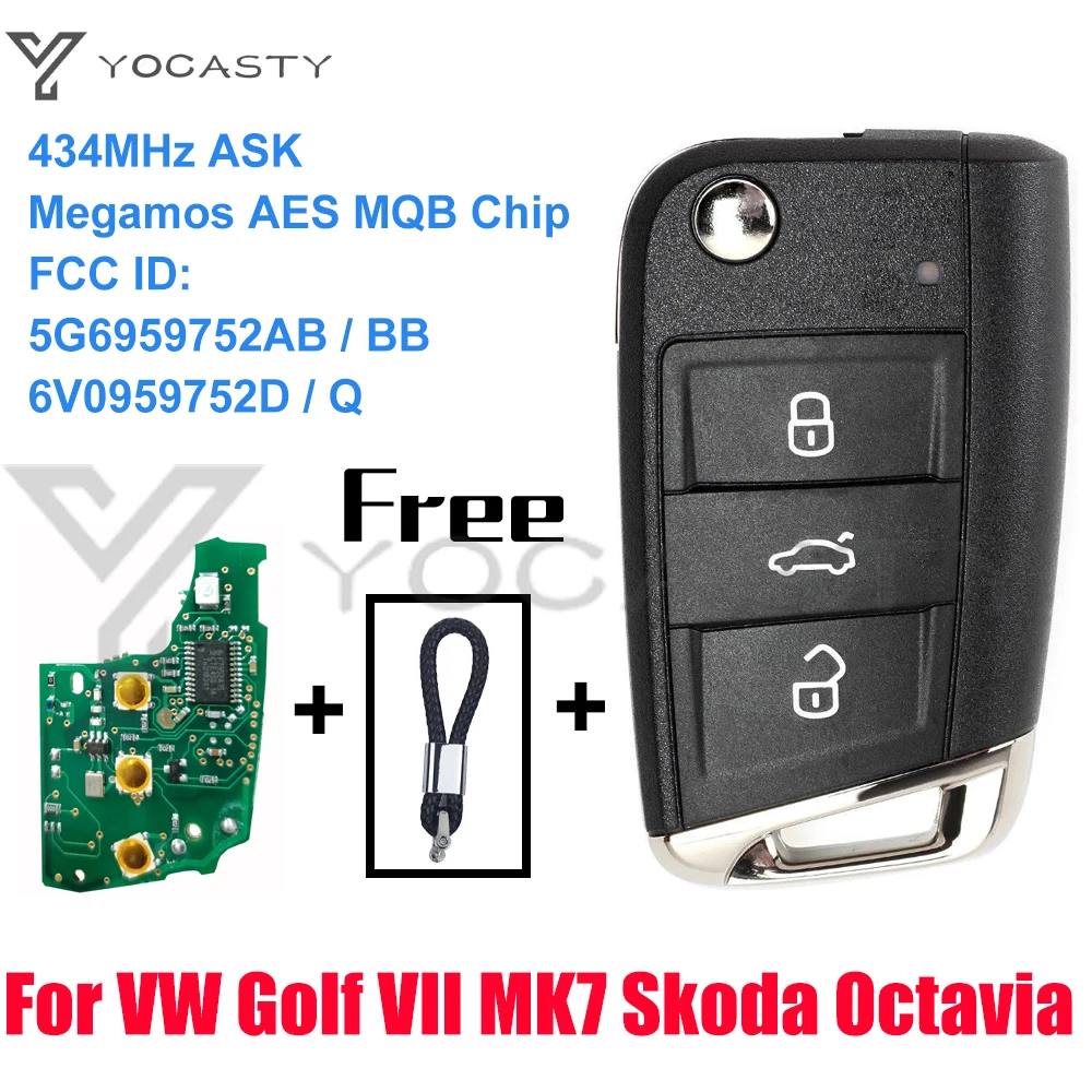 Remote Car Key 433MHz Megamos MQB Chip for VW Golf Mk7 Polo Tiguan Skoda Octavia Leon 2012-5G6959752AB BB 6V0959752D car remote key car key