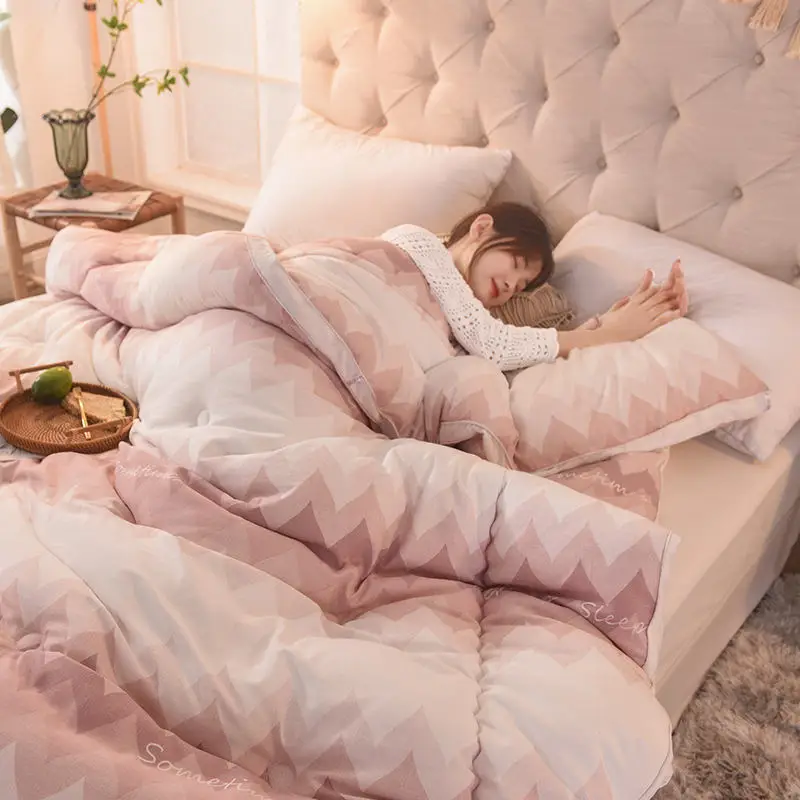 Роскошная печать перо ткань зима толстый пододеяльник форма бусины стеганое одеяло кровать набор Одеяло Твин Королева Король Размер - Цвет: 3