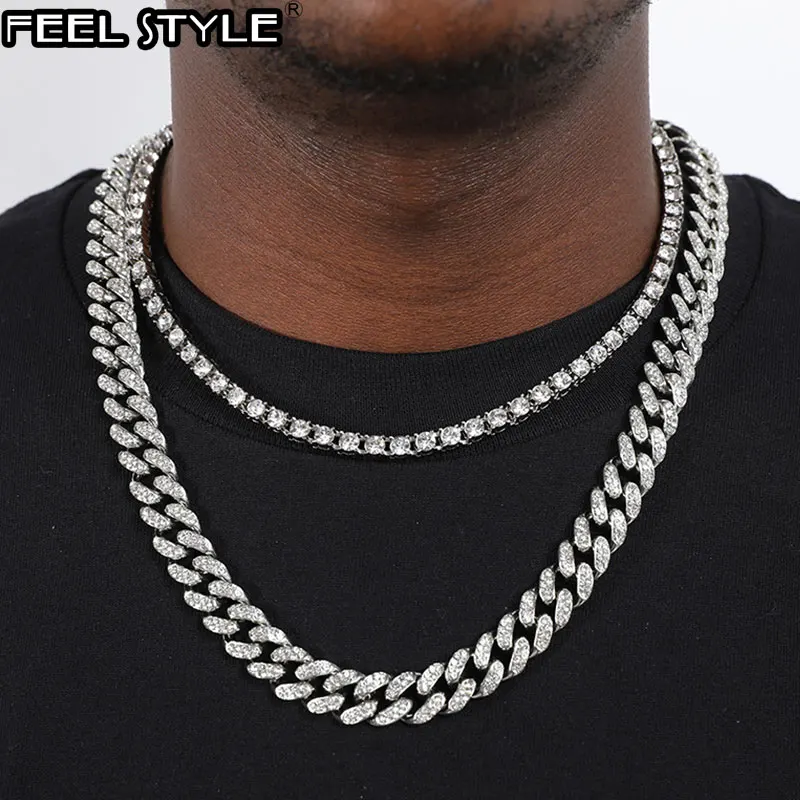 Hip Hop Iced Jesus Piece Miami Cuban Choker Chain Tennis Necklace S05 