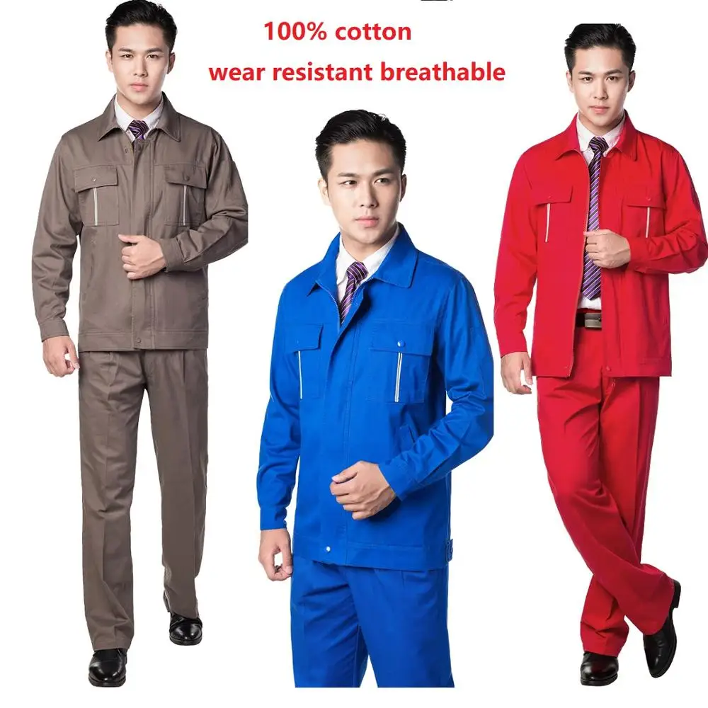 

Рабочая одежда, мужская хлопковая униформа, защитный комбинезон с длинным рукавом, рабочая ремонтная одежда, маханическая мастерская