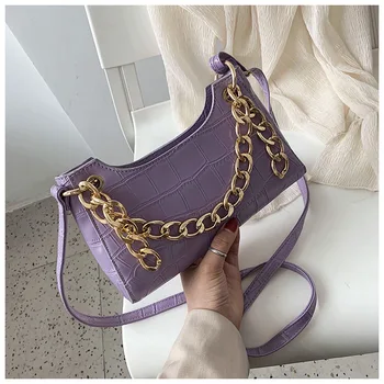 

Bag 2020 Small k Female Bag Niche Shoulder Messenger Bag High Sense Crocodile Pattern Frog Bag French Stick Armpit Bag