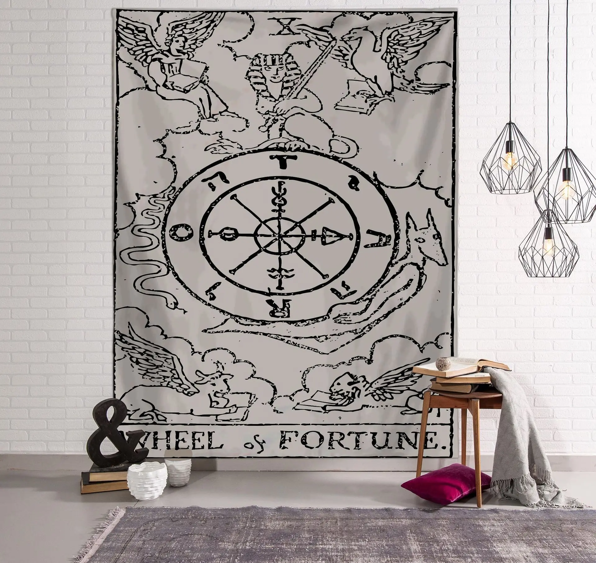

Vintage European Tarot Cards Astrology Tapestry Wall Hanging Black And White Hippie Boho Home Decor Wall Cloth Tapestries