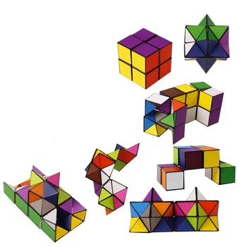 

2 PCs in 1 Set Colorful Folding Cube Magic Star Infinite Cube Puzzle Toy Children Kids Gift Toy Youth Adult Instruction