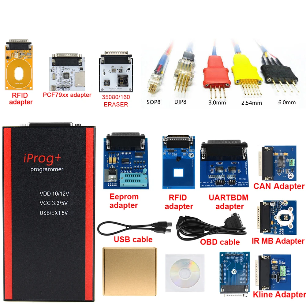 2022 V87 Iprog+ Key Programmer Support IMMO + Reset Iprog Pro Till 2019 with 11 adapter with free shipping engine temperature gauges