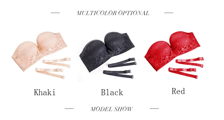 Women Thin And Thick Non-slip Strapless Invisible Bra Wedding Underwear Female Tube Top Super Boost Push-ups Bra AB Cup