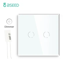 Bseed ab standart dokunmatik LED Dimmer ile 2 Gang 1 yollu kristal cam Panel Dimmer beyaz siyah altın Dimmer anahtarı
