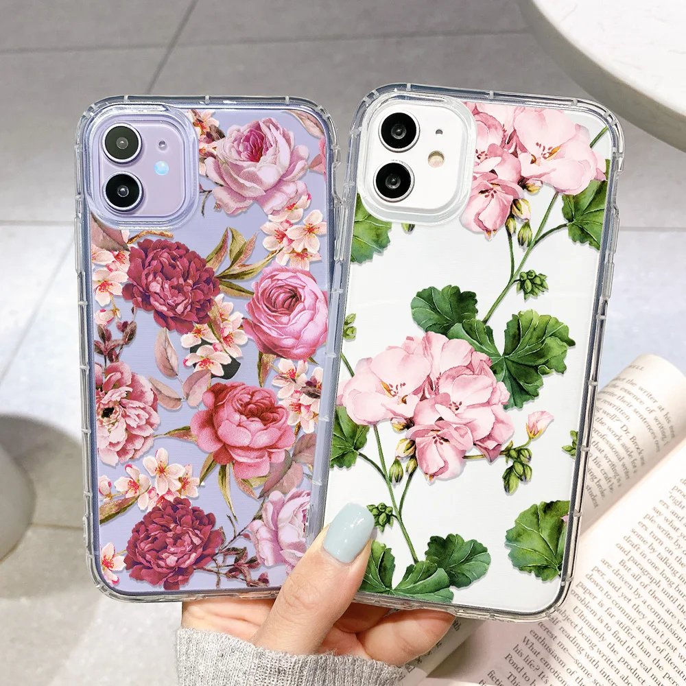 Case For Iphone 12 Pro Max Cases Silicone Funda Iphone 11 Pro 13 Mini XR X Xs Max 7 8 Plus Capa iphone11 Pro Flora Phone Covers