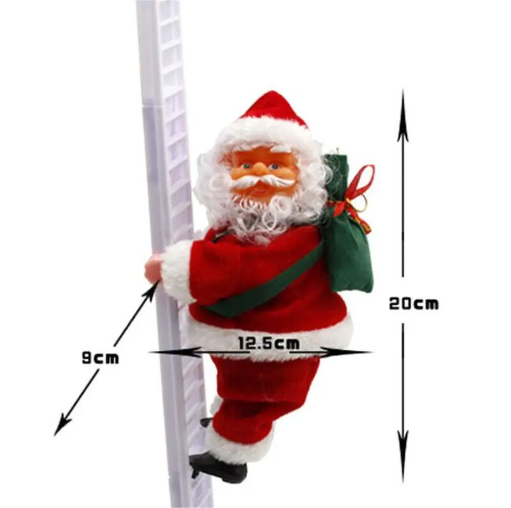 Новогоднее украшение Танцы петь восхождение по лестнице, плюшевая Рождественская Кукла Музыкальные игрушки для детей электрический Санта Клаус