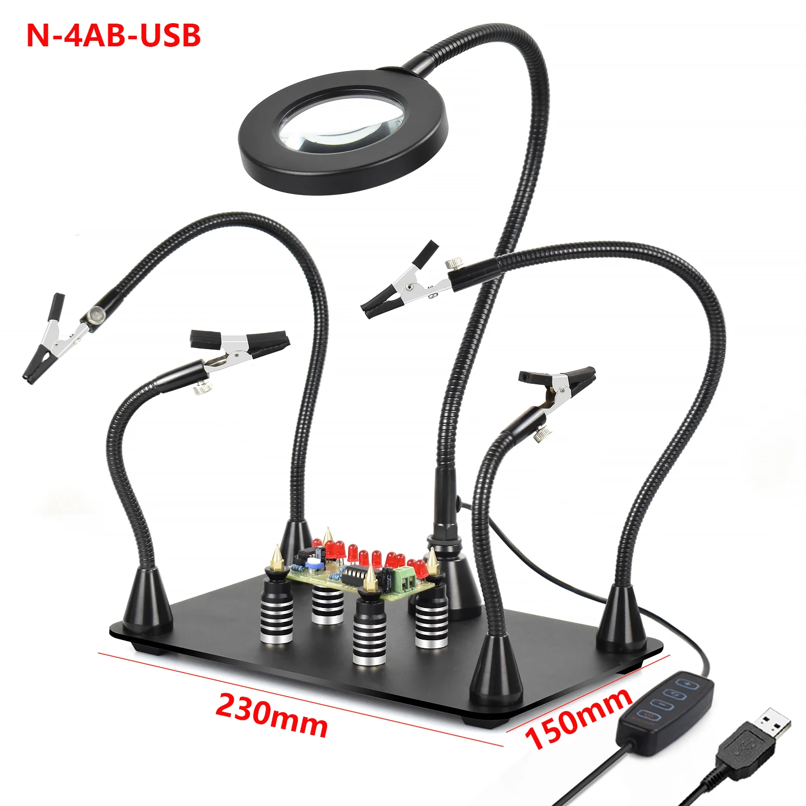 electronics soldering kit NEWACALOX Third Pana Hand Hot Air Gun Frame PCB Board Holder Heat Gun Stand Helping Hands Soldering Tool 3X LED Magnifying Glass electronics soldering kit Welding Equipment