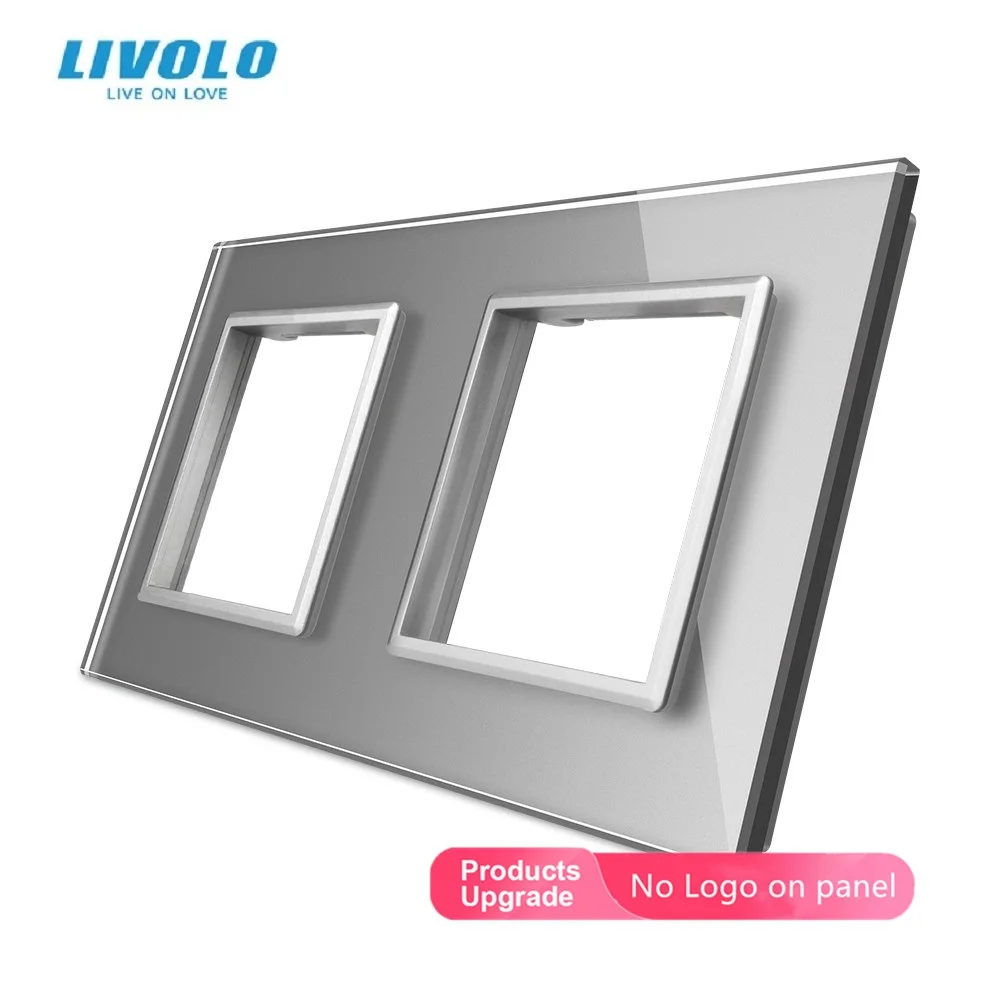 Livolo luxo cinza pérola cristal vidro, 150mm * 80mm, padrão da ue, painel de vidro duplo para interruptor de parede & soquete, VL-C7-SR/SR-11