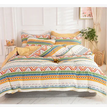 

Reactive Printing Bed Cover Sheet Pillowcases Pastoral Twill Print Bedding Sets Hotel Wedding Bedspreads AB Double Sided