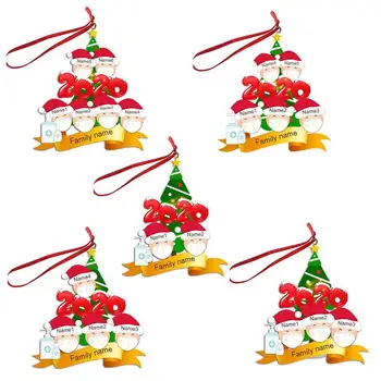 

2020 Car Styling Christmas Ornaments Personalized Name DIY Blessings Pendant Mask Quarantine Snowman Christmas Tree Pendant