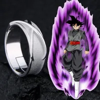Anime Super Z Goku DBZ Black Adjustable 925 Sterling Silver Time Finger Ring For Women Men Cosplay Jewelry Ring Band Gifts 1