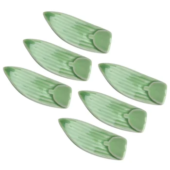 

6 Pcs Chopsticks Holders Ceramic Bamboo Leaves Shape Chopstick Pillows Chopstick Stands for Home